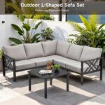 Patio Furniture Set, 6-piece Metal Sectional Furniture Sofa with Coffee Table, L... - Image 8