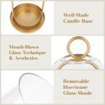 Versatile Metal Candle Holder Set with Handmade Glass Dome,Antique Brass Pillar ... - Image 5