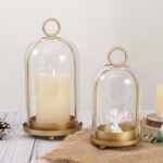 Versatile Metal Candle Holder Set with Handmade Glass Dome,Antique Brass Pillar ... - Image 7