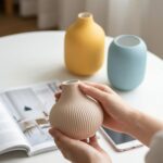 Colorful Small Ceramic Vases Set of 3, Matte Vertical Ribbed, Minimalist for Pam... - Image 10