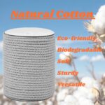 CAQUBO Braided Macrame Cord 8mm x 65 Yards, Grey, Unbleached Natural Braided Cot... - Image 4