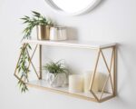Kate and Laurel Brost Glam Wall Shelf, 21 x 8 x 11, White and Gold, Modern Geome... - Image 3