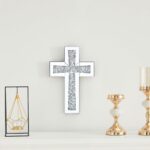 Aeveco Cross Wall Decor, Silver Mirrored Cross for Living Room, Crystal Crush Di... - Image 5