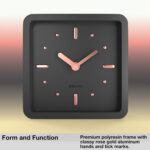 Driini Modern Mid Century Desk & Shelf Clock (Black Rose Gold) - Battery Operate... - Image 4