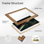 Large Gold Framed Victorian Feminist Woman Wall Art Vintage Royal Medieval Sword... - Image 3