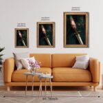 Large Gold Framed Victorian Feminist Woman Wall Art Vintage Royal Medieval Sword... - Image 4