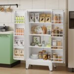 48" H Metal Kitchen Pantry Storage Cabinet, Freestanding Cupboard Storage Cabine... - Image 3