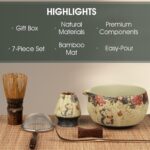 Matcha Whisk Set, 7-Piece Matcha Kit with Ceramic Bowl, Bamboo Whisk, Scoop, Sif... - Image 3