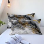 CCoutueChen Black Grey Marble Comforter Set King Size Gold Glitter Marbling Bedd... - Image 6