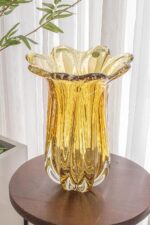 Extra Large Floor Vase | Model Everest Amber | Murano-Style Hand-Blown Art Glass... - Image 7