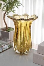 Extra Large Floor Vase | Model Everest Amber | Murano-Style Hand-Blown Art Glass... - Image 8