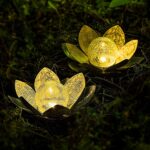 Huaxu Solar Lights Outdoor Garden, Crackle Globe Glass Lotus Decor, Waterproof L... - Image 7