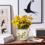 BUYMAX 6 Inch Vintage Ceramic Flower Pot with Relief Design & Handles, Indoor Pl... - Image 4