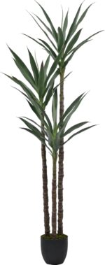 Artificial Tree 5.3ft Faux Agave Plant with 45 Leaves and 3 Realistic Trunks,Fak... - Image 6