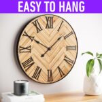 Large Wall Clock 24" Round - Silent Metal & Wood Large Farmhouse Wall Clock For ... - Image 5
