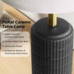 PoKat 25'' Black Ceramic Table Lamps Set of 2 with Gold Base for Bedroom Living ... - Image 3