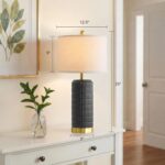 PoKat 25'' Black Ceramic Table Lamps Set of 2 with Gold Base for Bedroom Living ... - Image 7