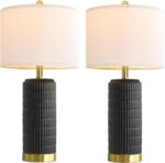PoKat 25'' Black Ceramic Table Lamps Set of 2 with Gold Base for Bedroom Living ... - Image 9