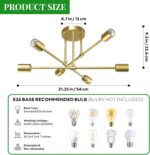 Modern Sputnik Chandelier Ceiling Light Fixtures, 6-Lights 22” Mid Century Indus... - Image 3