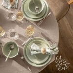 Over&Back 100%-Linen Woven Tablecloth - Colorful Dining Room Table Cover - Miter... - Image 9