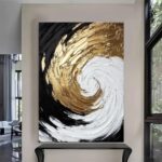 Abstract Black White Gold Canvas Wall Art Framed, Luxury Modern Wall Decor for L... - Image 4