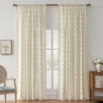 Boho Curtains 96 Inch Long for Living Room, Bedroom,Yellow Flower| Sage on White... - Image 3