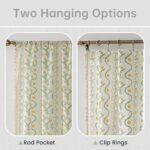 Boho Curtains 96 Inch Long for Living Room, Bedroom,Yellow Flower| Sage on White... - Image 4