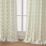 Boho Curtains 96 Inch Long for Living Room, Bedroom,Yellow Flower| Sage on White... - Image 5