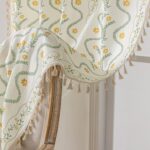 Boho Curtains 96 Inch Long for Living Room, Bedroom,Yellow Flower| Sage on White... - Image 6