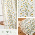Boho Curtains 96 Inch Long for Living Room, Bedroom,Yellow Flower| Sage on White... - Image 9