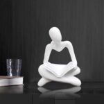Thinker Statue Reading Women Figurine Abstract Art Sculpture Home Decor Modern W... - Image 3