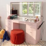 Boahaus Elara Extra-Large Vanity Desk with LED Mirror – Complete Makeup Station ... - Image 3