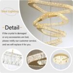 Modern Crystal Chandeliers for High Ceiling 6 Ring Chandelier LED Gold Ceilings ... - Image 3