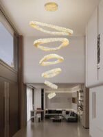 Modern Crystal Chandeliers for High Ceiling 6 Ring Chandelier LED Gold Ceilings ... - Image 6