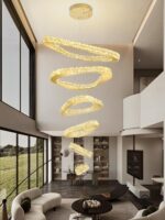 Modern Crystal Chandeliers for High Ceiling 6 Ring Chandelier LED Gold Ceilings ... - Image 7