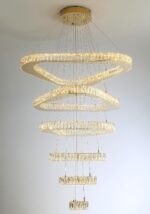 Modern Crystal Chandeliers for High Ceiling 6 Ring Chandelier LED Gold Ceilings ... - Image 10