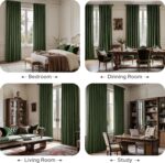 HOMEIDEAS 100% Blackout Olive Green Velvet Curtains, Thermal Insulated Luxury Vi... - Image 3