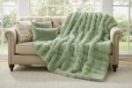 860GSM Bubble Textured Sage Green Faux Fur Throw Blanket 50"x60" - Ultra Soft Pl... - Image 7