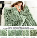 860GSM Bubble Textured Sage Green Faux Fur Throw Blanket 50"x60" - Ultra Soft Pl... - Image 9