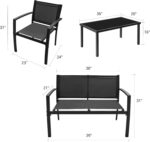 Flamaker 4 Pieces Outdoor Patio Furniture Textilene Modern Conversation Black Bi... - Image 6