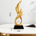 Modern Abstract Art Statue,Resin Ribbon Sculpture, Gold Wing - Shaped Decor with... - Image 3