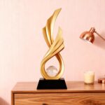 Modern Abstract Art Statue,Resin Ribbon Sculpture, Gold Wing - Shaped Decor with... - Image 5