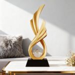 Modern Abstract Art Statue,Resin Ribbon Sculpture, Gold Wing - Shaped Decor with... - Image 7