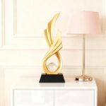 Modern Abstract Art Statue,Resin Ribbon Sculpture, Gold Wing - Shaped Decor with... - Image 8