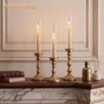 NUPTIO Gold Candlestick Holders Bulk: Set of 6 Tall Hurricane Glass Taper Candle... - Image 5