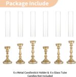 NUPTIO Gold Candlestick Holders Bulk: Set of 6 Tall Hurricane Glass Taper Candle... - Image 6