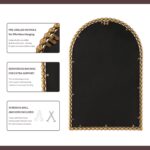 24x36 Inch Arched Wall Mirror with Bold Antique Gold Beaded Frame, Decorative Vi... - Image 7
