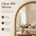24x36 Inch Arched Wall Mirror with Bold Antique Gold Beaded Frame, Decorative Vi... - Image 8