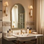 24x36 Inch Arched Wall Mirror with Bold Antique Gold Beaded Frame, Decorative Vi... - Image 9