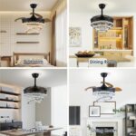 FRIXCHUR 42" Modern Crystal Chandelier Ceiling Fan with Retractable Blades LED L... - Image 3